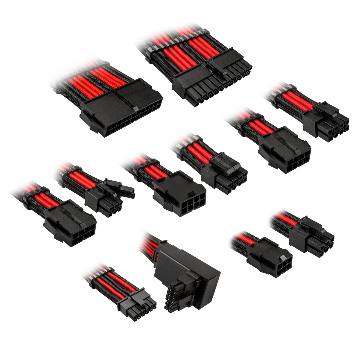 Kolink - Kolink Core Pro Braided Cable Extension Kit 12VHWPR Type 2 - Jet Black/Racing Red