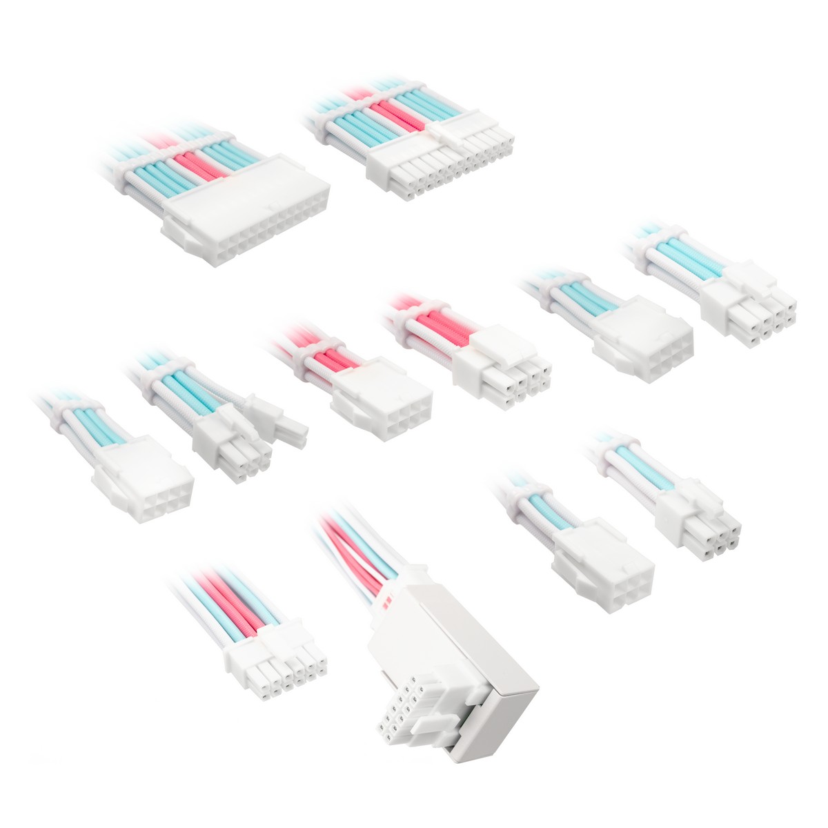 Kolink Core Pro Braided Cable Extension Kit 12VHWPR Type 2 - Brilliant White/Neon Blue/Pure Pink