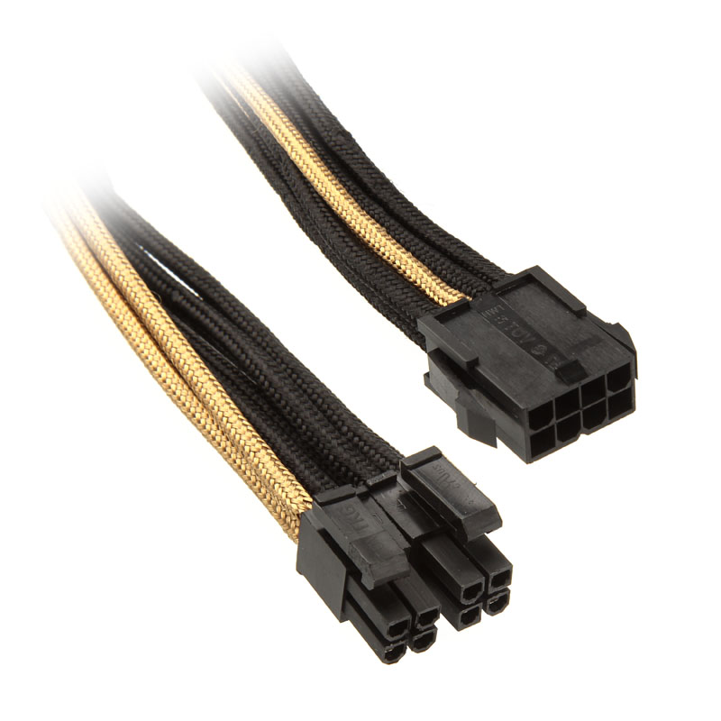 Silverstone EPS 8-pin to EPS / ATX 4 +4 pin Cable 30 cm - Black / Gold