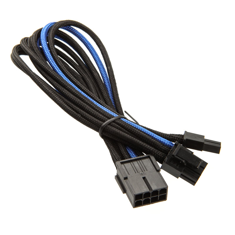 Silverstone - Silverstone PCI 8-Pin to 6 +2- pin PCIe Cable 25 cm - Black / Blue