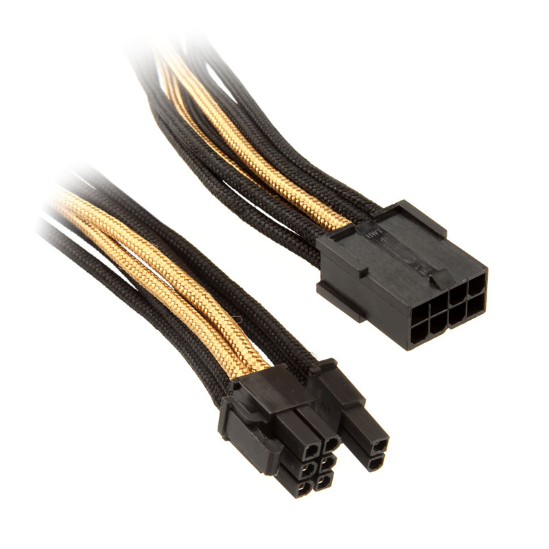 Silverstone - Silverstone PCI 8-Pin to 6 +2- pin PCIe Cable 25 cm - Black / Gold
