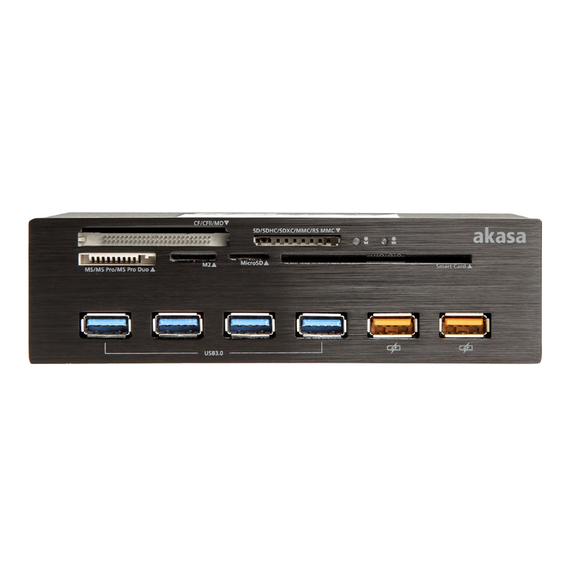 Akasa - Akasa Interconnect EX Internal 5-Port Card Reader incl. USB 3.0 Hub