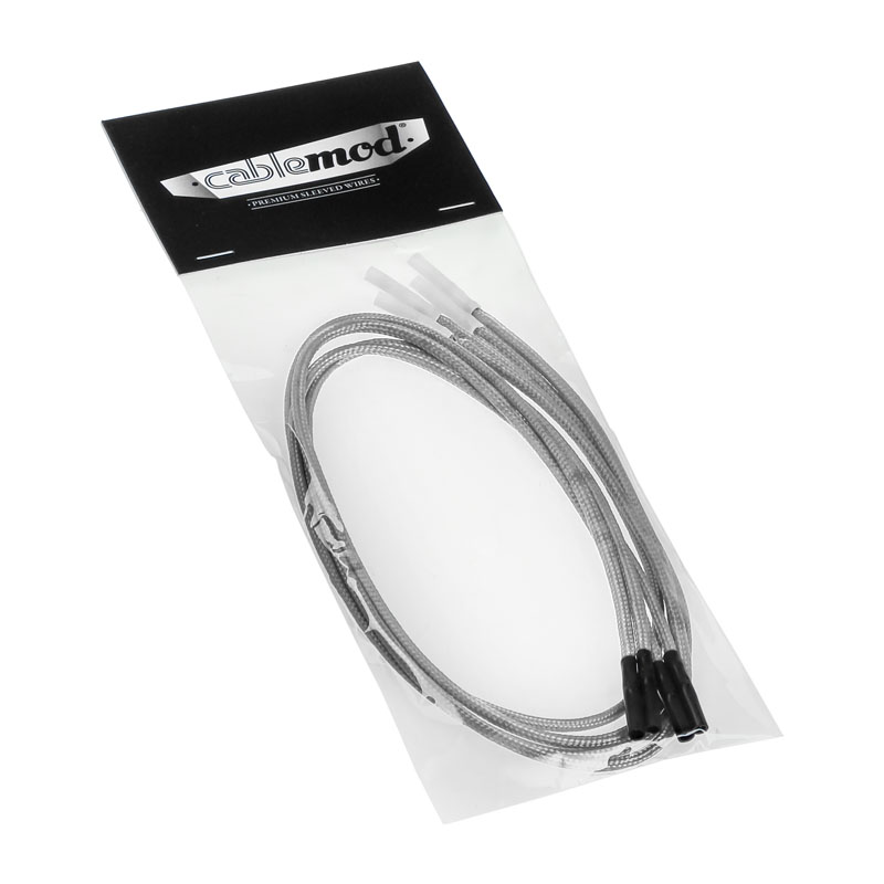 CableMod - CableMod ModFlex Sleeved Cable, Silver 60cm - 4 Pack
