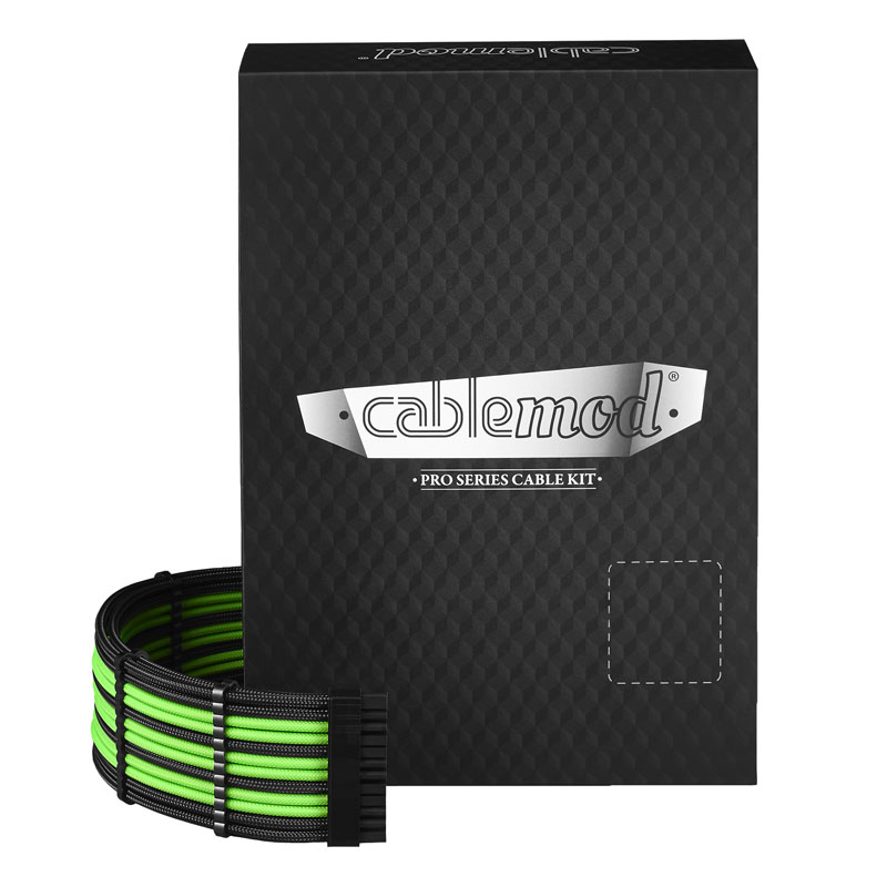 CableMod PRO ModMesh C-Series RMi & RMx Cable Kit - Black/Light Green (Black Label)