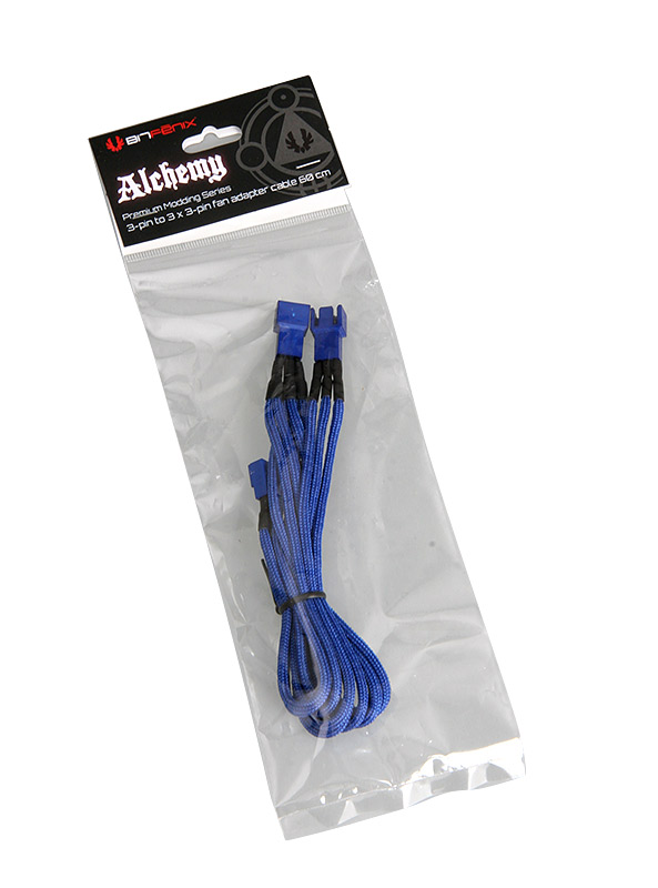 BitFenix - BitFenix Alchemy 3-Pin to 3x 3-Pin Adapter 60cm - sleeved blue/blue