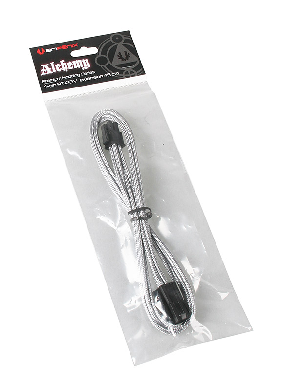 BitFenix - BitFenix Alchemy 4-Pin ATX12V Extension 45cm - sleeved silver/black