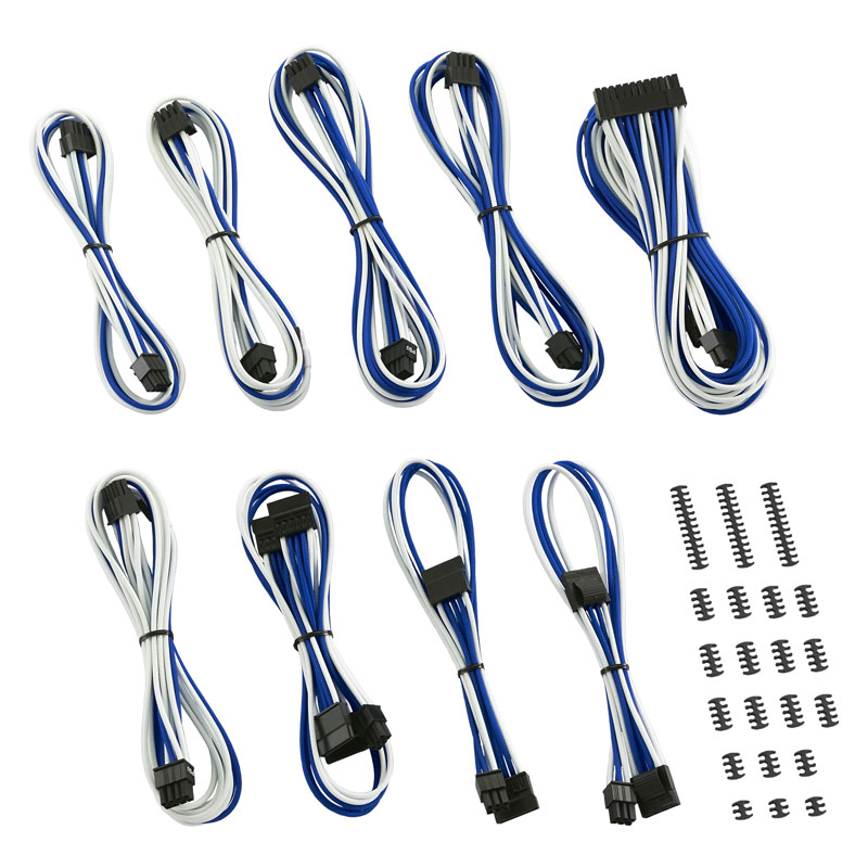 CableMod - CableMod Classic ModMesh C-Series Cable Kit Corsair RMi, RMx & RM (Black Label) - White/Blue