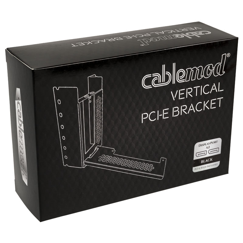 CableMod - CableMod Vertical Graphics Card Holder with PCIe x16 Riser Cable, 2 x DisplayPort - Black