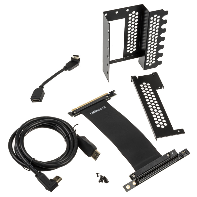 CableMod - CableMod Vertical Graphics Card Holder with PCIe x16 Riser Cable, 1 x DisplayPort, 1 x HDMI - Black