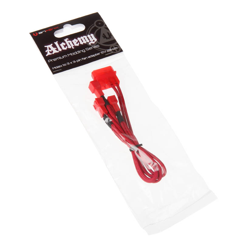 BitFenix - BitFenix Alchemy Molex to 3x 3-Pin 5V Adapter 20cm - sleeved red/red