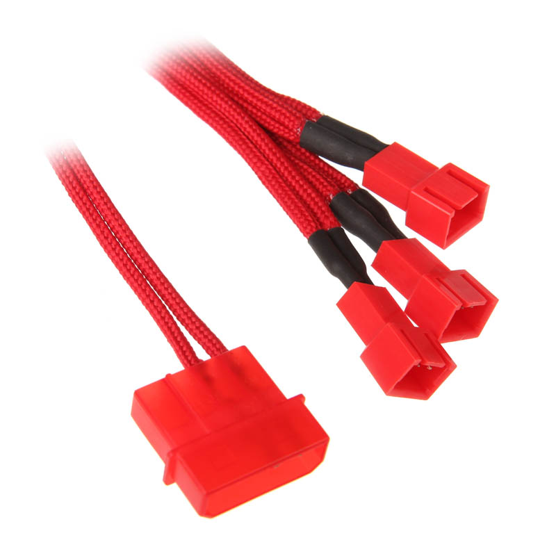 BitFenix Alchemy Molex to 3x 3-Pin 5V Adapter 20cm - sleeved red/red