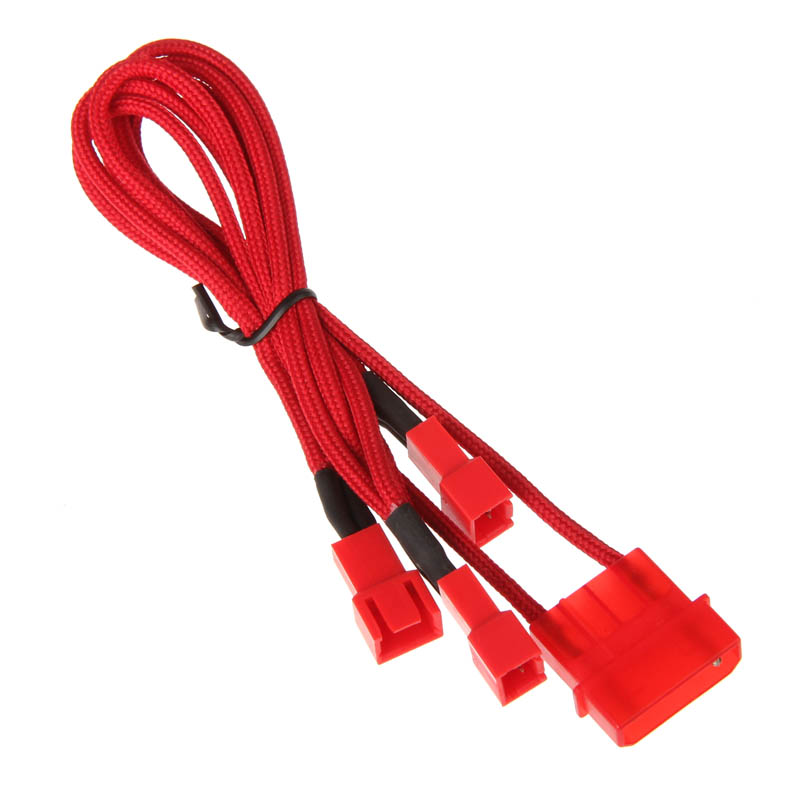 BitFenix - BitFenix Alchemy Molex to 3x 3-Pin 7V Adapter 20cm - sleeved red/red