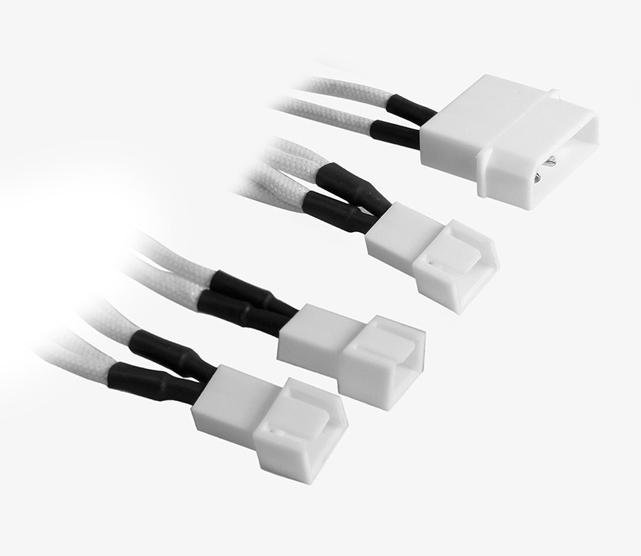 BitFenix Alchemy Molex to 3x 3-Pin 7V Adapter 20cm - sleeved white/white