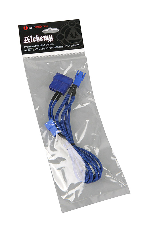 BitFenix - BitFenix Alchemy Molex to 3x 3-Pin Adapter 20cm - sleeved blue/blue