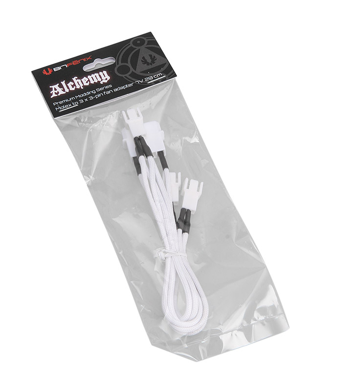 BitFenix - BitFenix Alchemy Molex to 3x 3-Pin Adapter 20cm - sleeved white/white