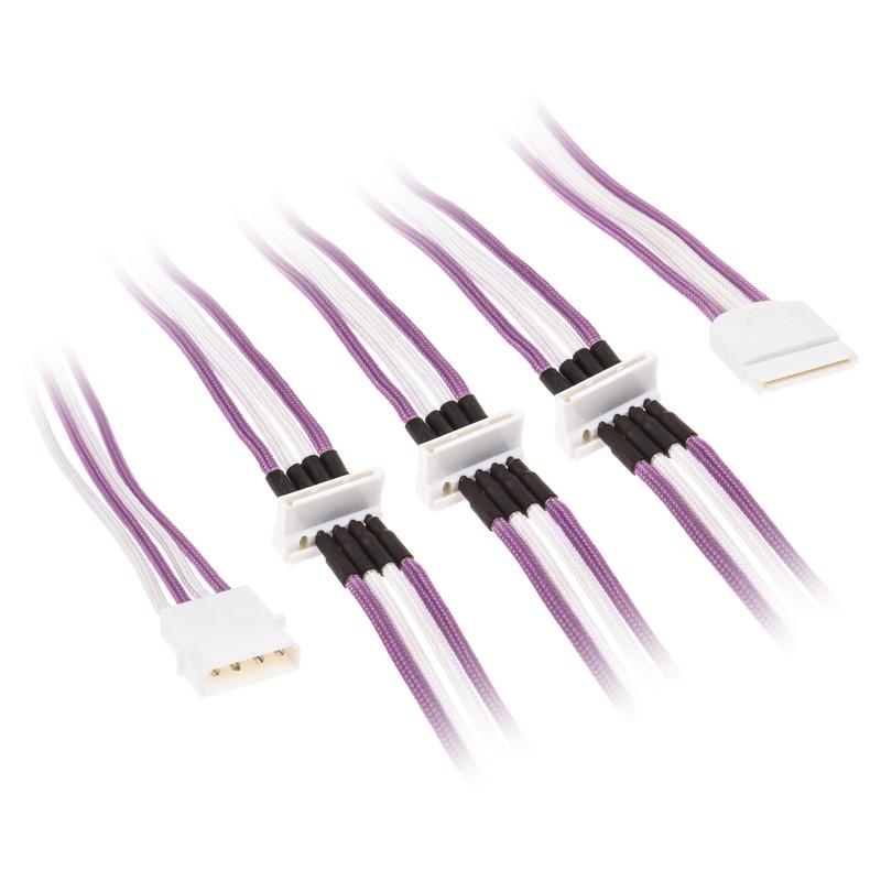 BitFenix Alchemy Molex 4x SATA Adapter 20 cm - sleeved  Purple / White / White