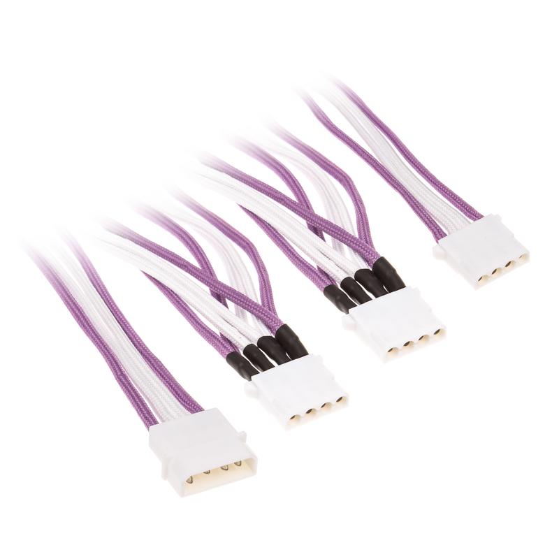 BitFenix - BitFenix Alchemy Molex to 3x Molex Adapter 55 cm - Sleeved  Purple / White / White