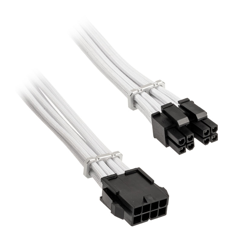 BitFenix Alchemy 4 + 4-pin EPS12V extension cable, 45cm, sleeved – white 