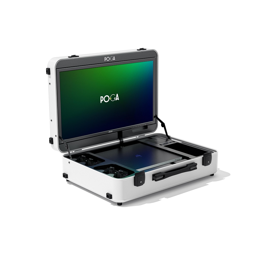Indi Gaming - Indi Gaming POGA Pro White Portable Console Case with Monitor - PS4 Slim UK