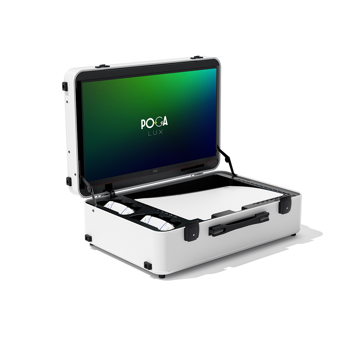 B Grade Indi Gaming POGA Lux White Portable Console Case with Monitor - PS5 UK (PL2W010)