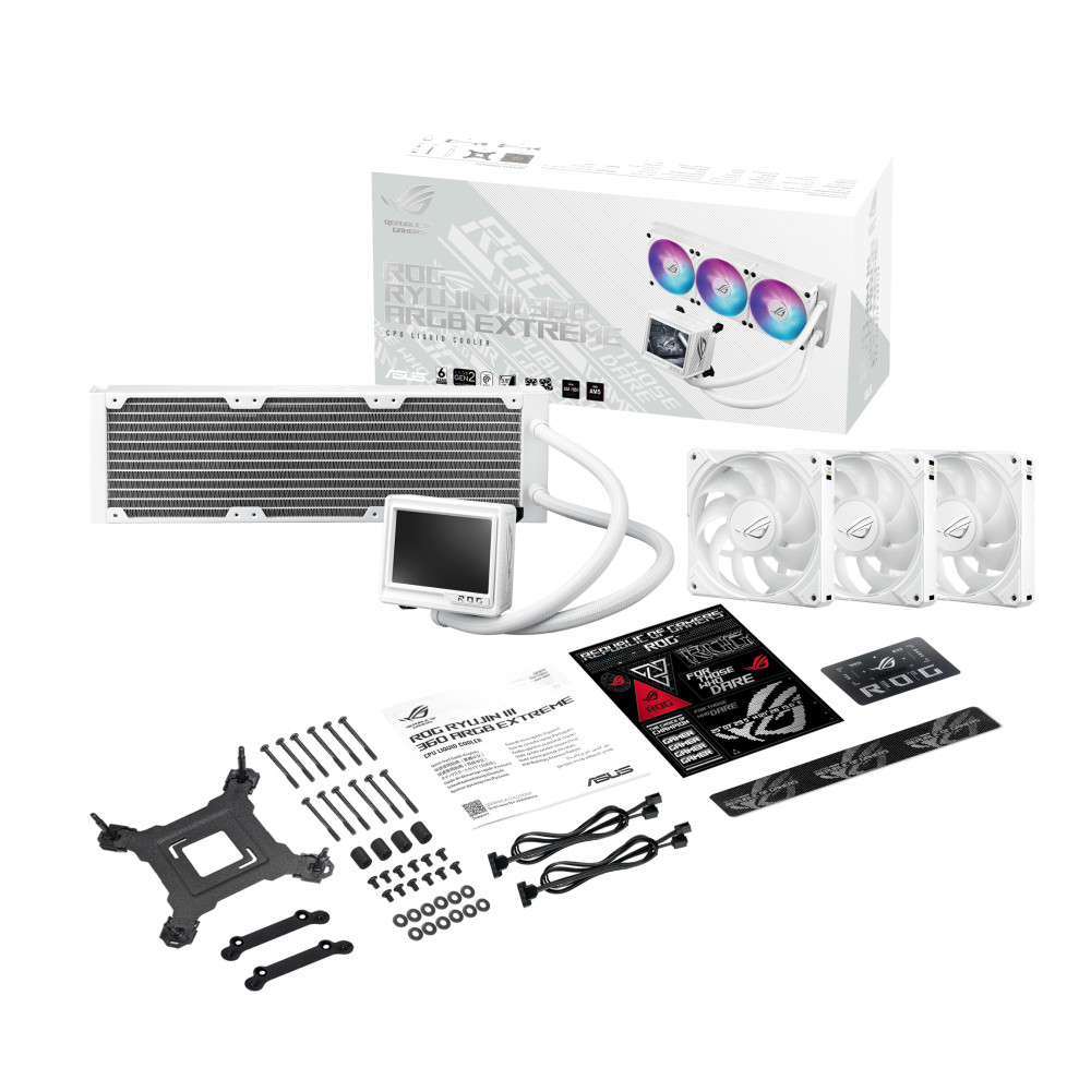 Asus - ASUS ROG Ryujin III 360 Extreme ARGB Performance AIO White CPU Liquid Cooler with OLED - 360mm