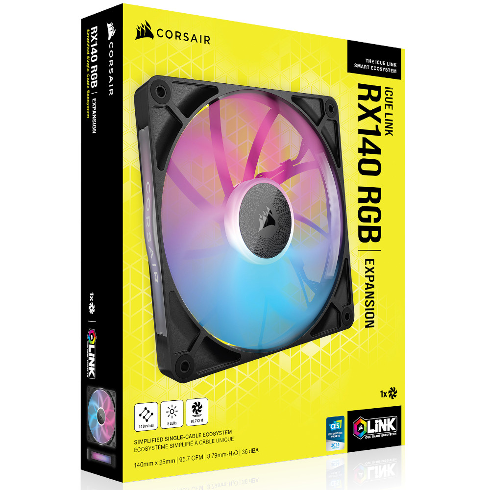 CORSAIR - CORSAIR iCUE LINK RX140 RGB 140mm PWM Fans Expansion Fan