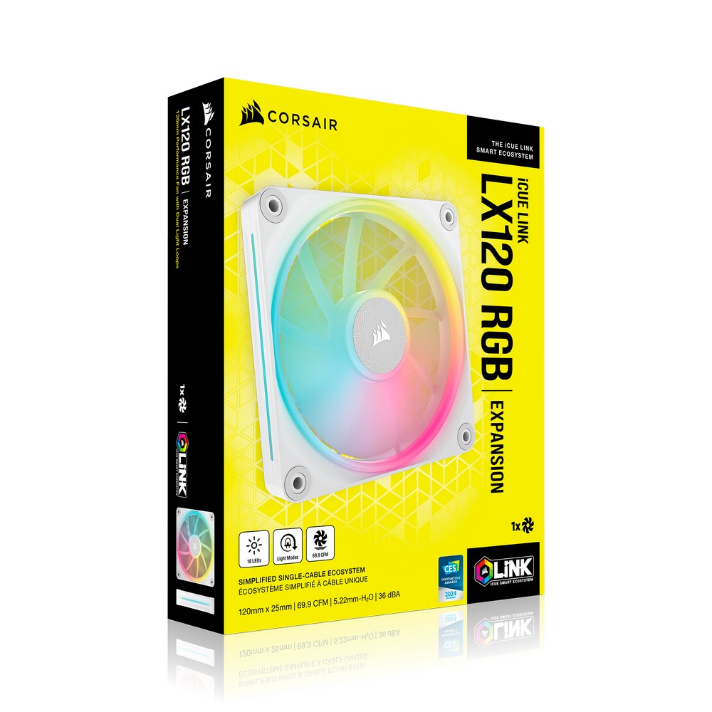 CORSAIR - CORSAIR iCUE LINK LX120 RGB 120mm PWM White Fan Expansion Kit