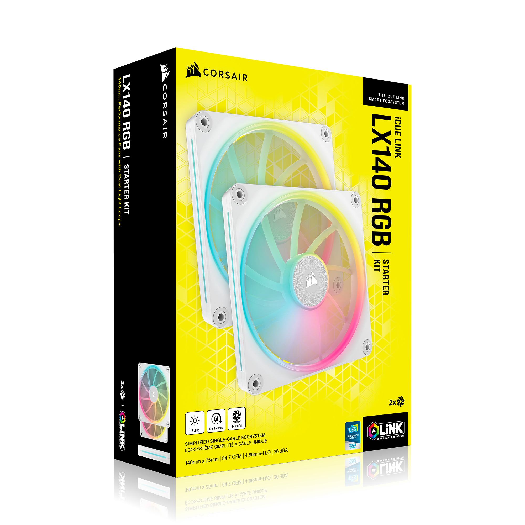 CORSAIR - CORSAIR iCUE LINK LX140 RGB 140mm PWM White Fans Starter Kit