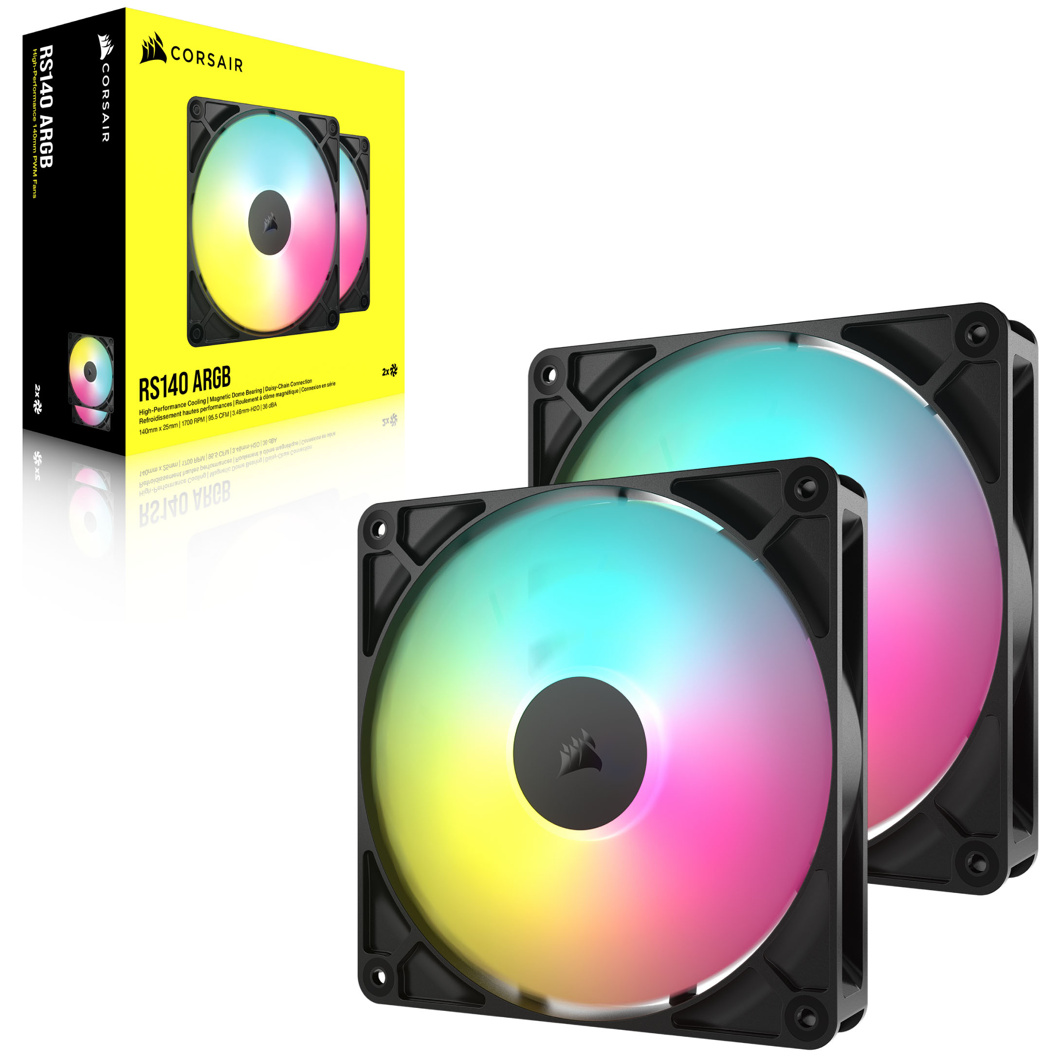 CORSAIR - CORSAIR RS140 ARGB 140mm PWM Black Dual Fan Pack