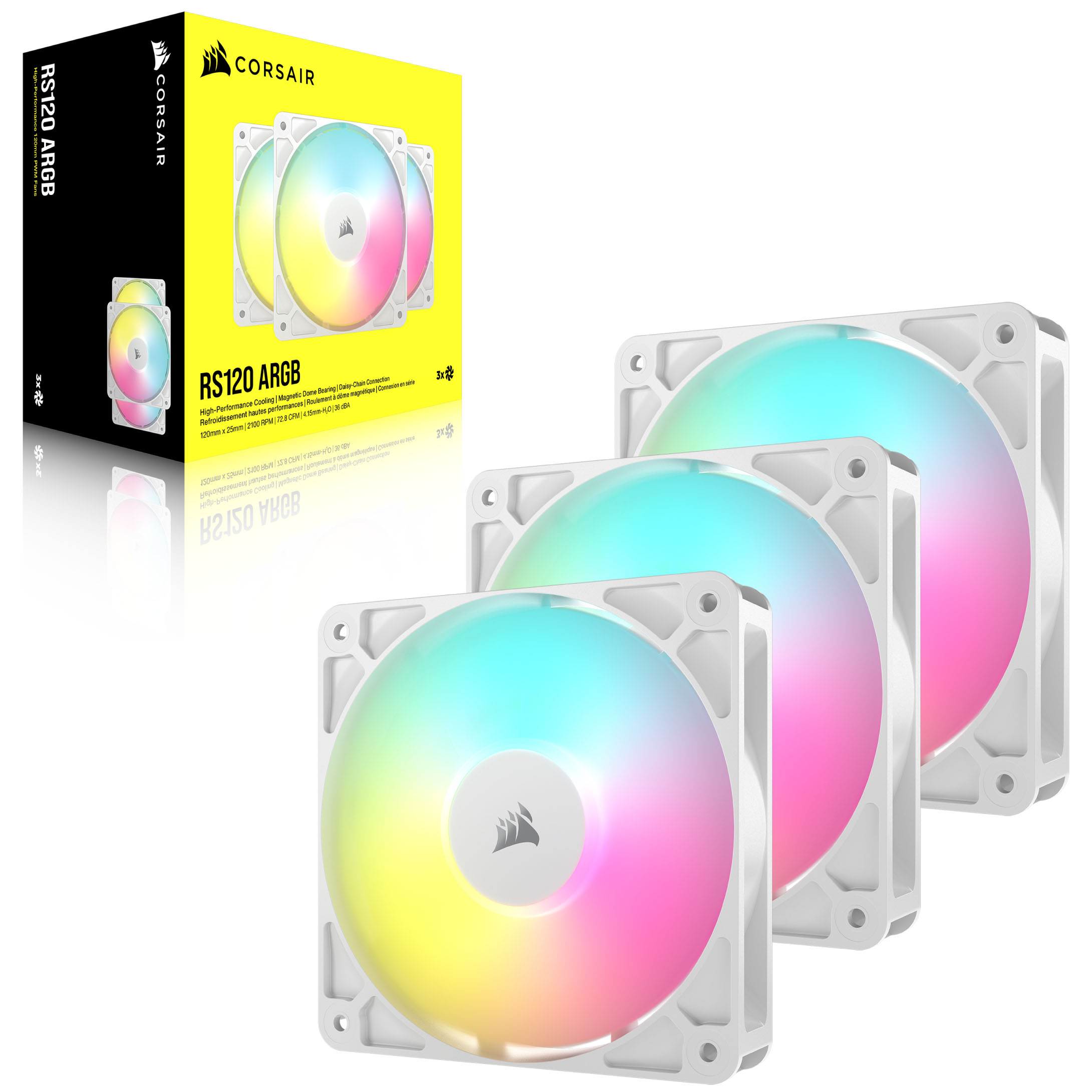 CORSAIR - CORSAIR RS120 ARGB 120mm PWM White Triple Fan Pack