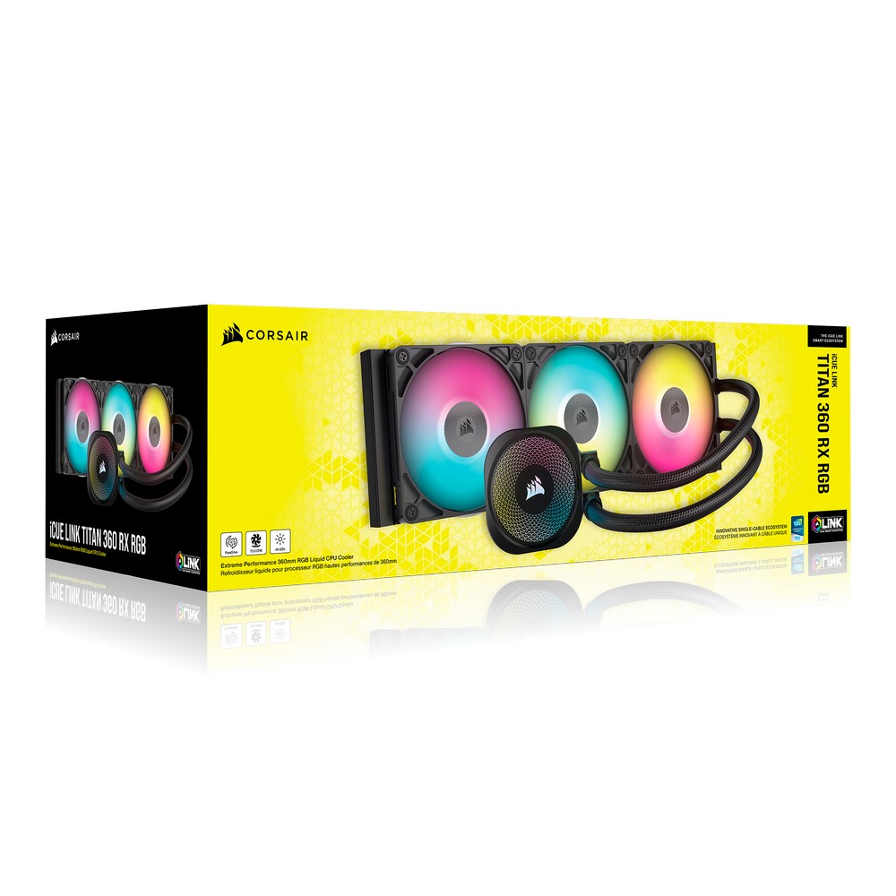 CORSAIR - CORSAIR iCUE LINK TITAN 360 RX RGB Black All In CPU Water Cooler - 360mm