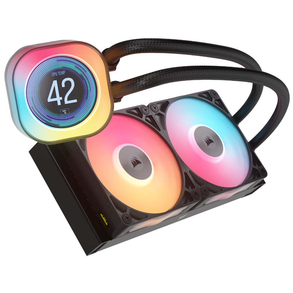 CORSAIR - Corsair iCUE LINK TITAN 240 RX LCD RGB Black All In One CPU Cooler - 240mm