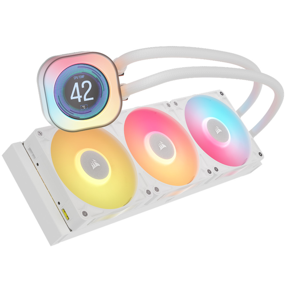 CORSAIR - Corsair iCUE LINK TITAN 360 RX LCD RGB White All In One CPU Cooler - 360mm