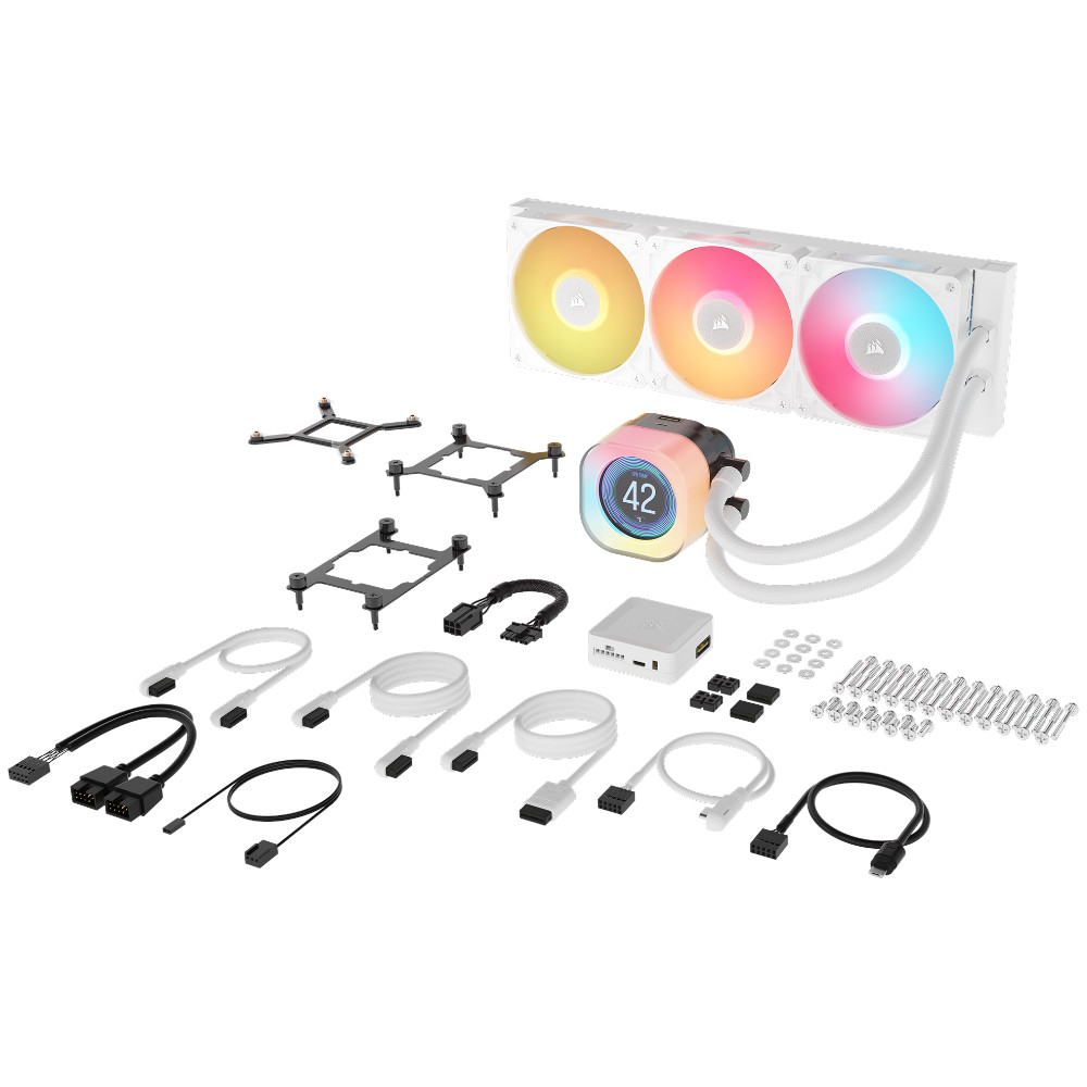 CORSAIR - Corsair iCUE LINK TITAN 360 RX LCD RGB White All In One CPU Cooler - 360mm