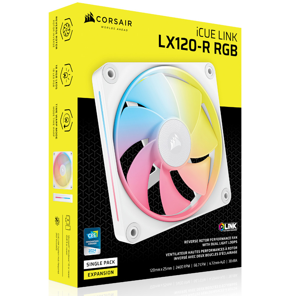 CORSAIR - CORSAIR LX120-R RGB 120mm PWM Reverse Fan - White