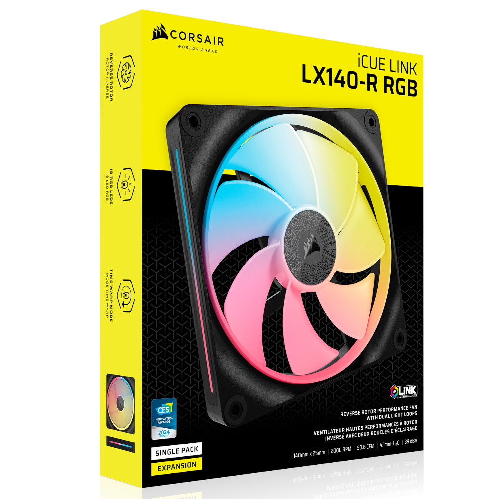 CORSAIR - CORSAIR LX140-R RGB 140mm PWM Reverse Fan - Black