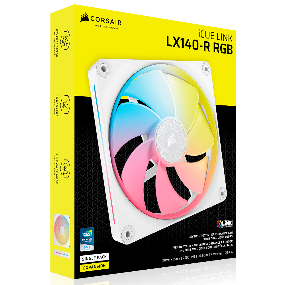 CORSAIR - CORSAIR LX140-R RGB 140mm PWM Reverse Fan - White