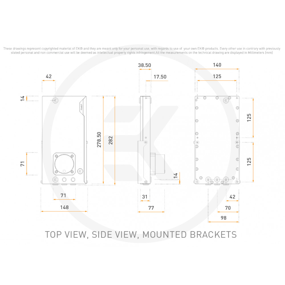 EK Water Blocks - EK Water Blocks EK-Quantum Kinetic3 FLT 280 D-RGB Pump/Reservoir Combo - Plexi