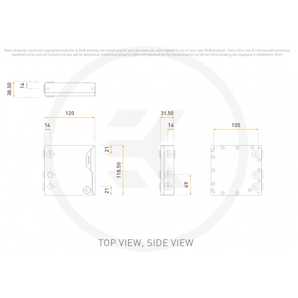 EK Water Blocks - EK Water Blocks EK-Quantum Volume3 FLT 120 D-RGB Reservoir  -  Plexi