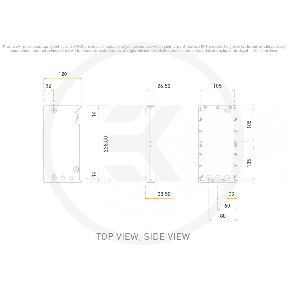 EK Water Blocks - EK Water Blocks EK-Quantum Volume3 FLT 240 D-RGB Reservoir - Plexi