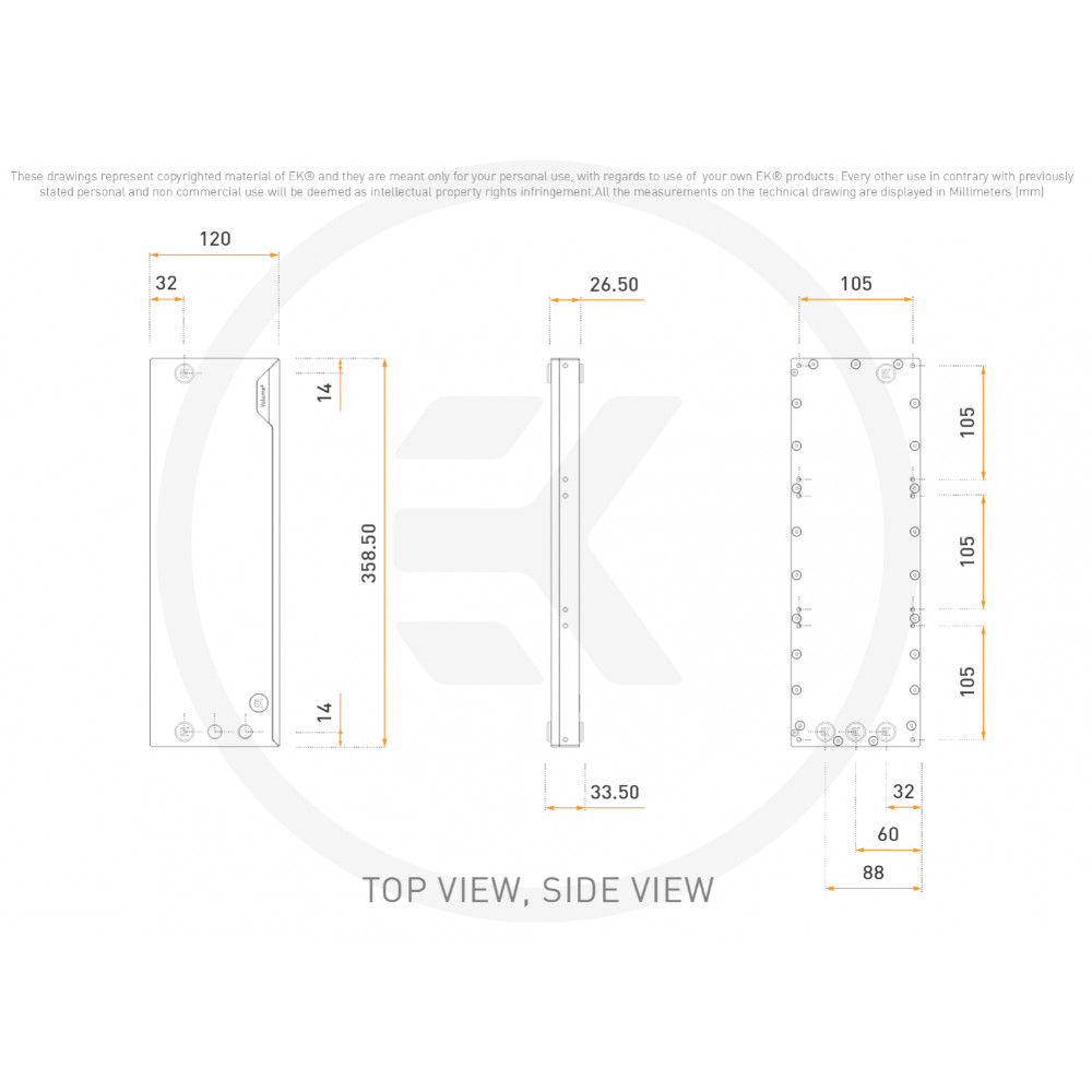 EK Water Blocks - EK Water Blocks EK-Quantum Volume3 FLT 360 D-RGB Reservoir  - Plexi