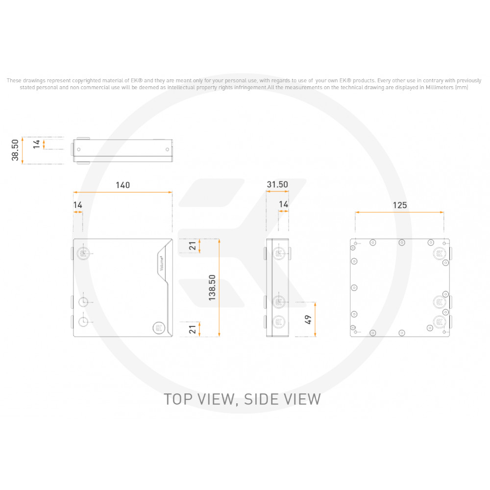 EK Water Blocks - EK Water Blocks EK-Quantum Volume3 FLT 140 D-RGB Reservoir - Plexi