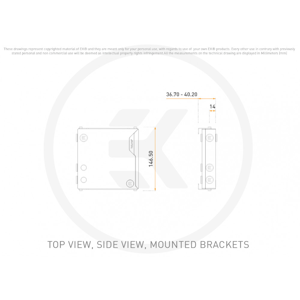 EK Water Blocks - EK Water Blocks EK-Quantum Volume3 FLT 140 D-RGB Reservoir - Plexi