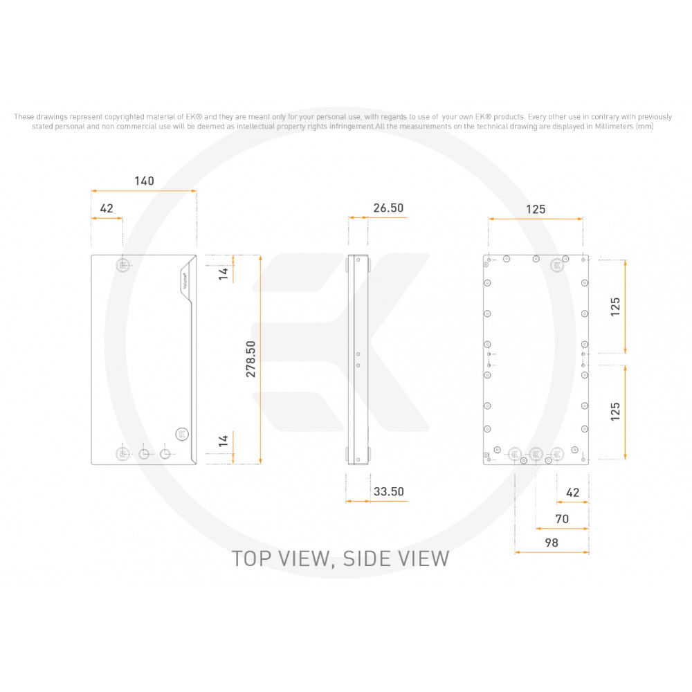 EK Water Blocks - EK Water Blocks EK-Quantum Volume3 FLT 280 D-RGB Reservoir - Plexi