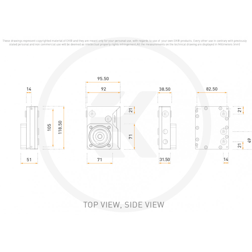 EK Water Blocks - EK Water Blocks EK-Quantum Kinetic3 FLT 92 D5/DDC Body D-RGB Reservoir - Plexi