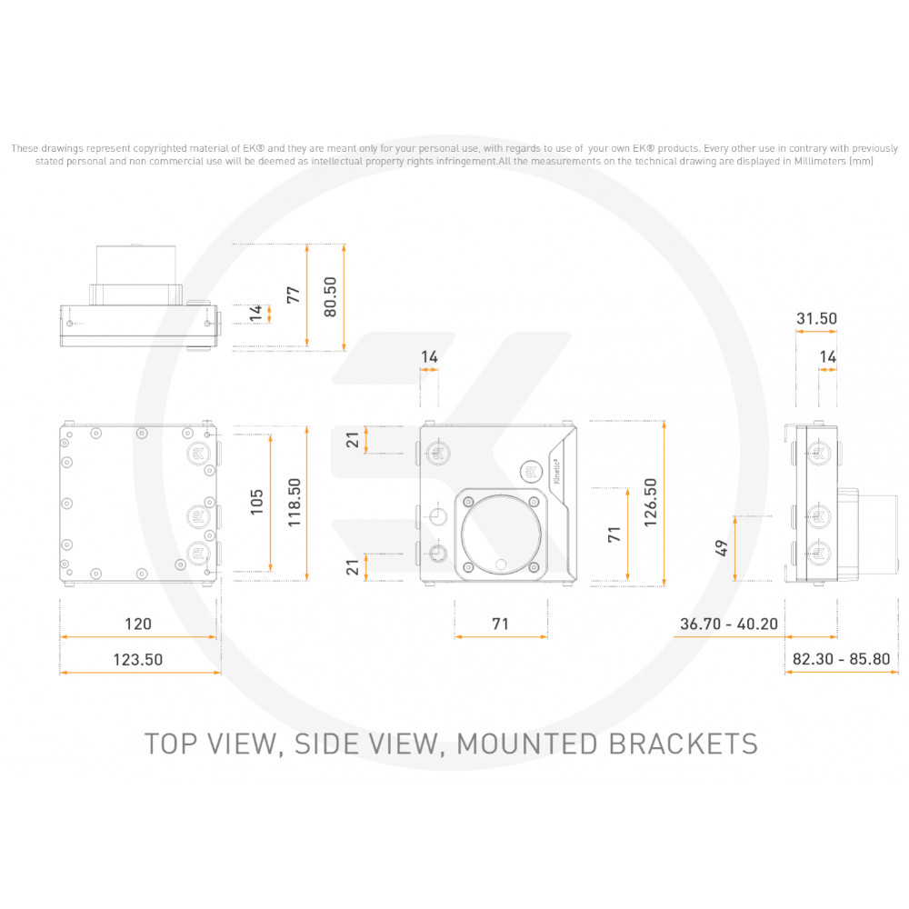 EK Water Blocks - EK Water Blocks EK-Quantum Kinetic3 FLT 120 D5/DDC Body D-RGB Reservoir - Plexi