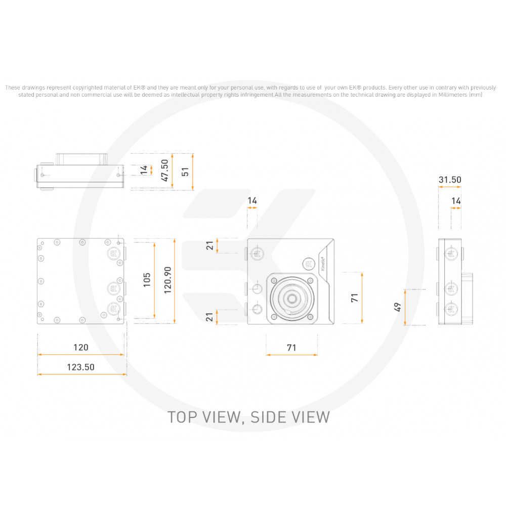 EK Water Blocks - EK Water Blocks EK-Quantum Kinetic3 FLT 120 D5/DDC Body D-RGB Reservoir - Plexi