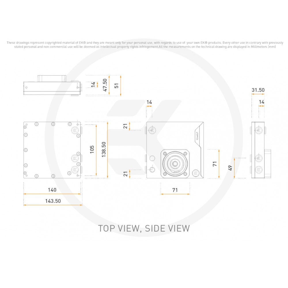 EK Water Blocks - EK Water Blocks EK-Quantum Kinetic3 FLT 140 D5/DDC Body D-RGB Reservoir - Plexi