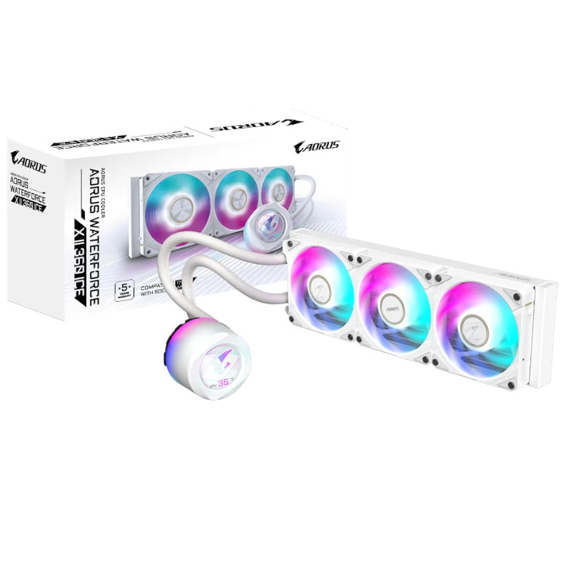 Gigabyte - Gigabyte AORUS WATERFORCE X II ICE 360 ARGB Liquid AIO Performance CPU Cooler - 360mm