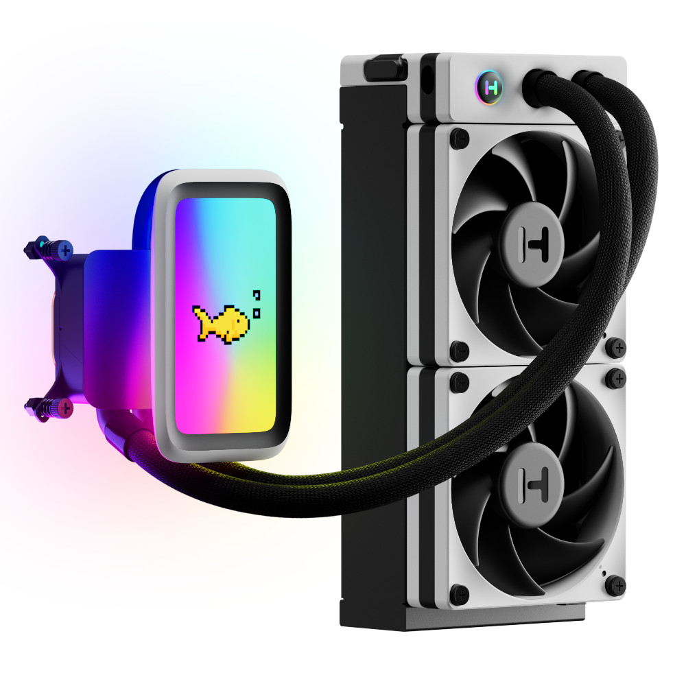 HYTE - HYTE THICC Q60 240mm LCD All In One CPU Liquid Cooler - White/Black